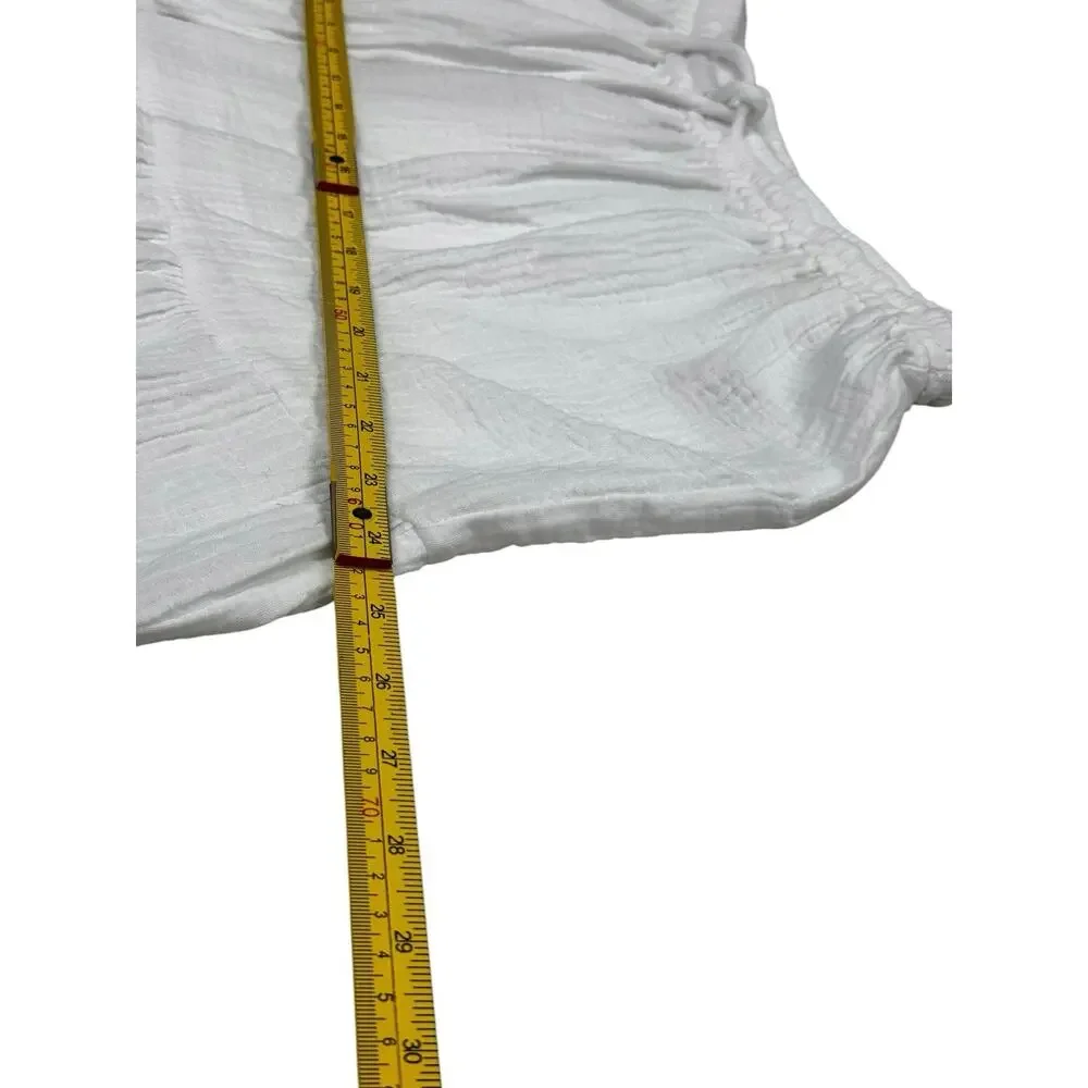 Philosophy Republic White Crinkle Cotton Gauze Tiered Midi Skirt Medium NWT